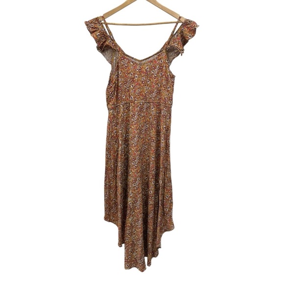 As U Wish Mustard Floral Cold Shoulder Dress Womens XL - Picture 9 of 9